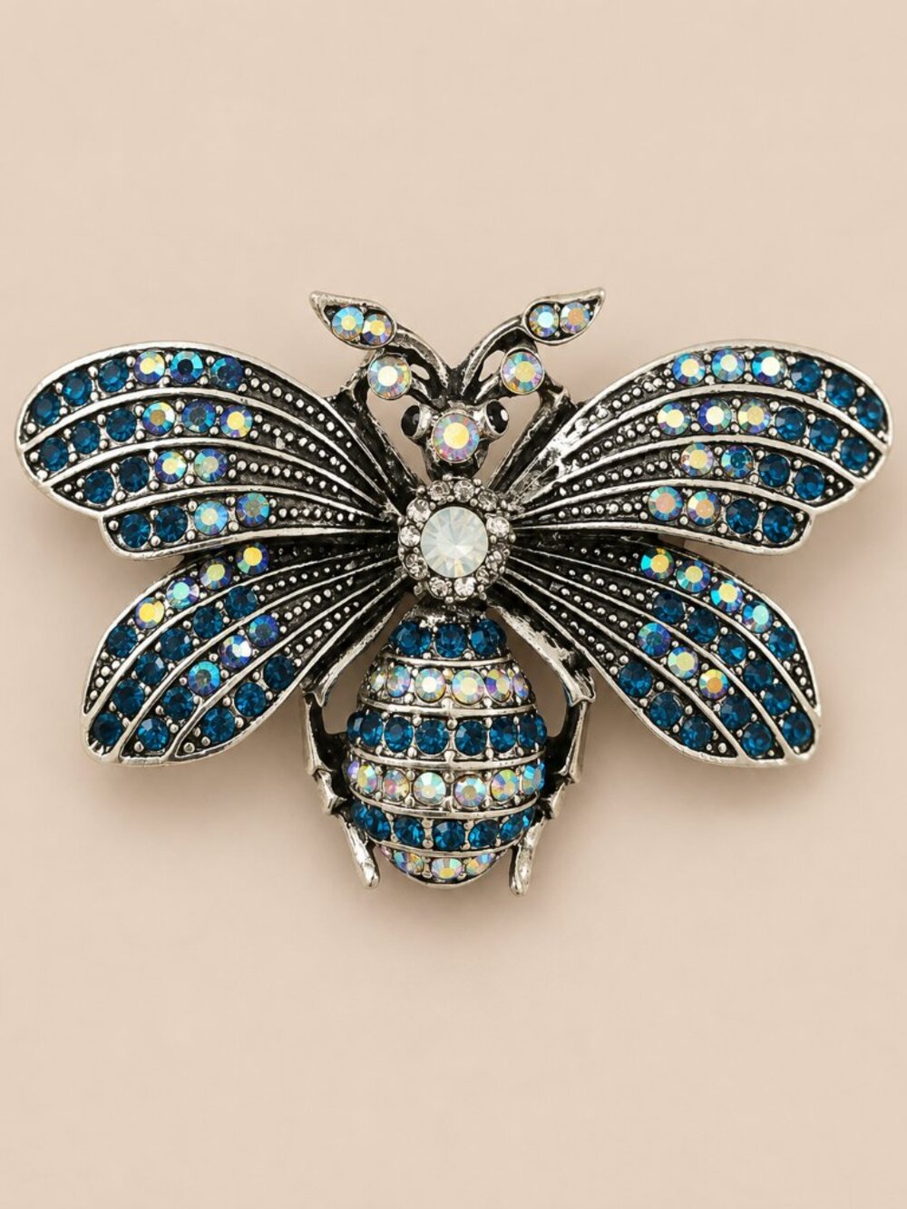 💎 Sparkling Blue Crystal Bee Brooch  Statement Rhinestone Pin 💎